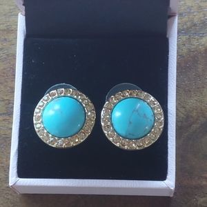 Turquoise howlite earrings on gold tone setting